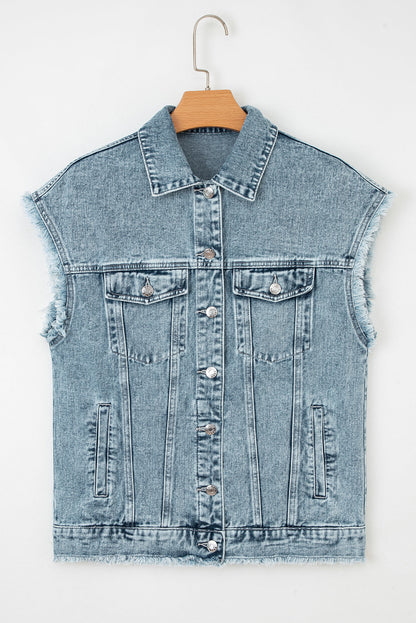 Threaded Pear Evelyn Flap Frayed Detail Vest