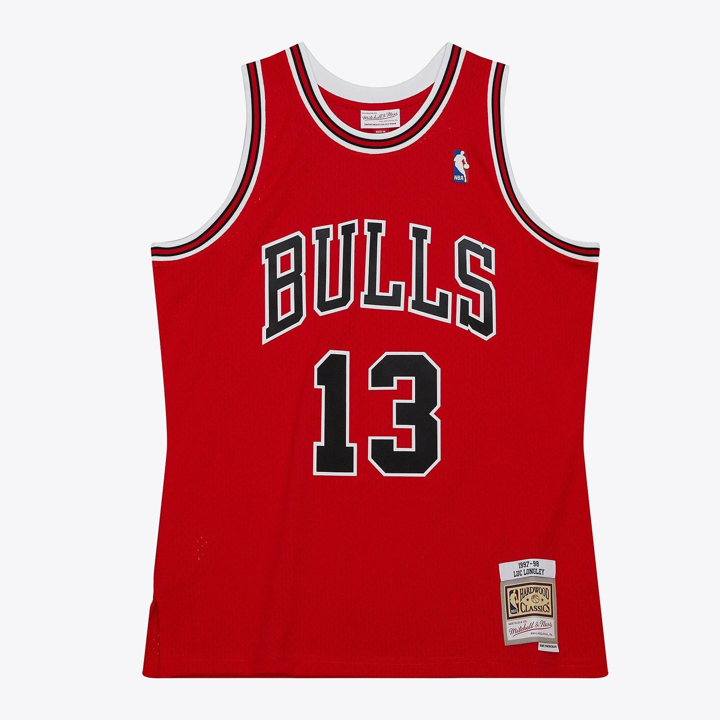 Men's Mitchell & Ness NBA Dark Road Jersey Bulls 1997 Luc Longley