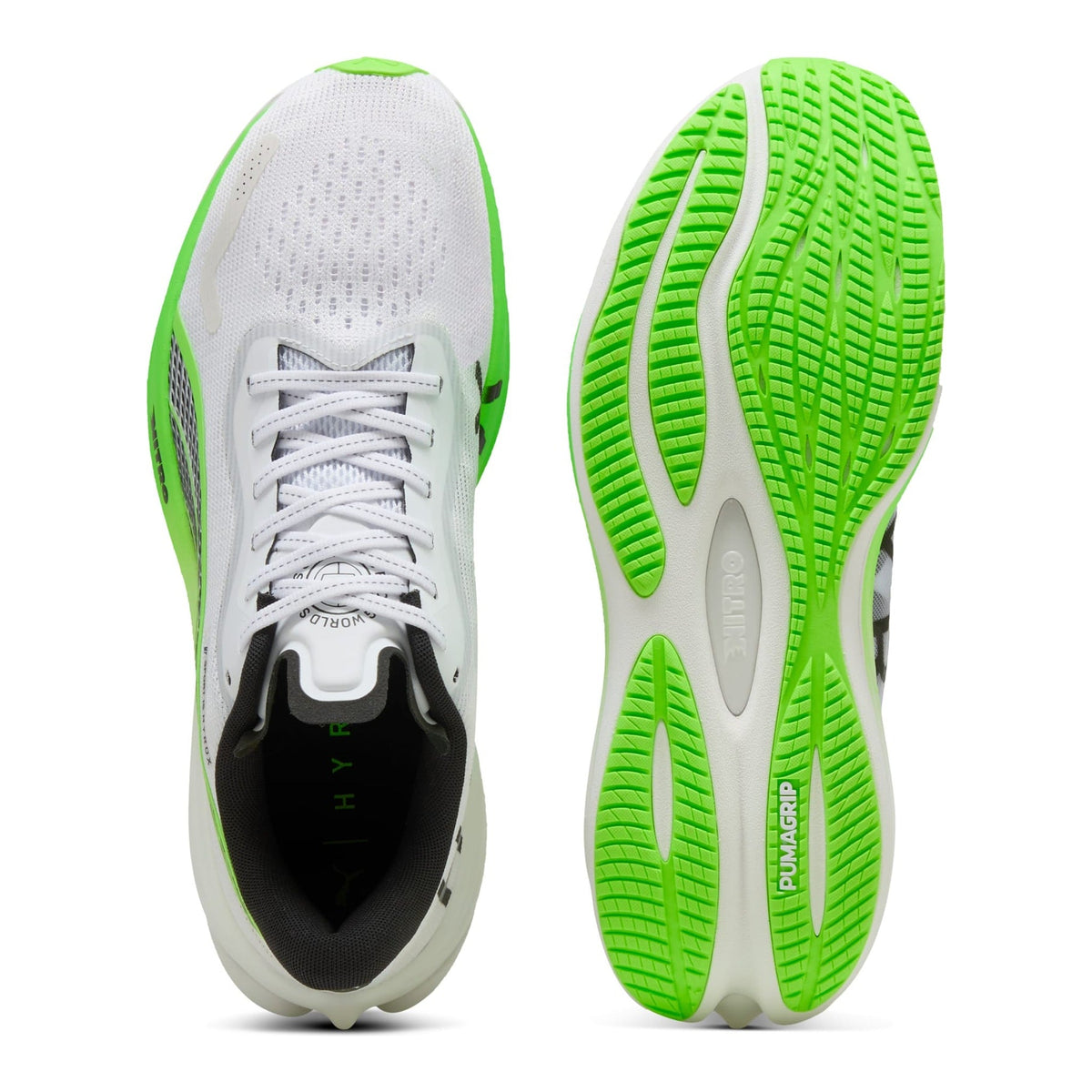 PUMA Velocity Nitro 3 HYROX Men's Running Shoes — PUMA White/Green Glare