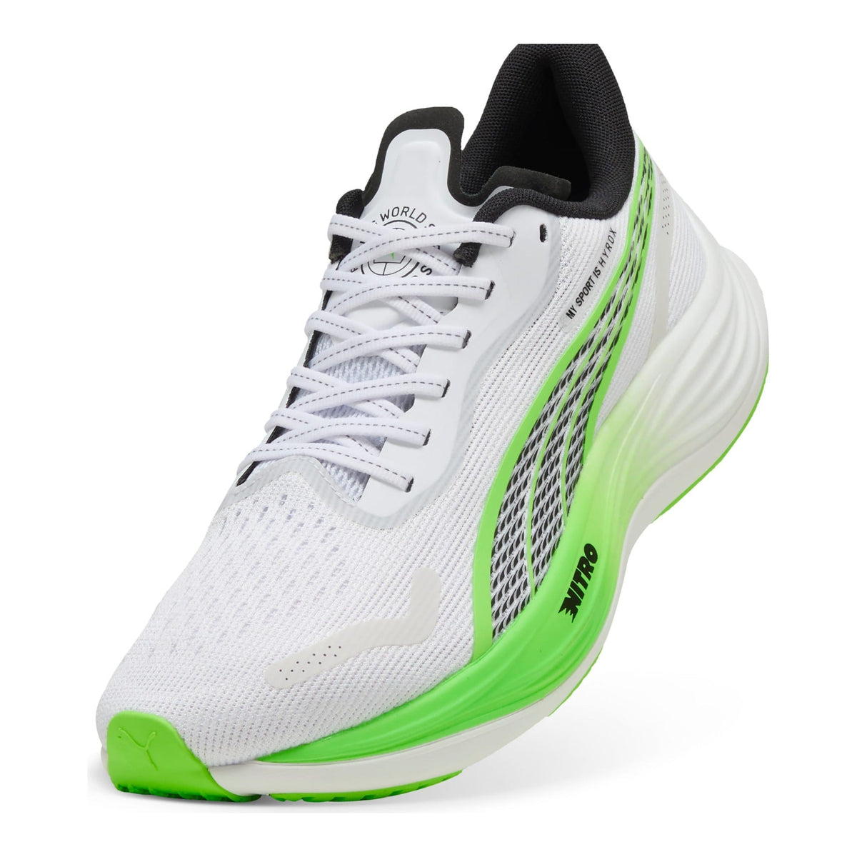 PUMA Velocity Nitro 3 HYROX Men's Running Shoes — PUMA White/Green Glare