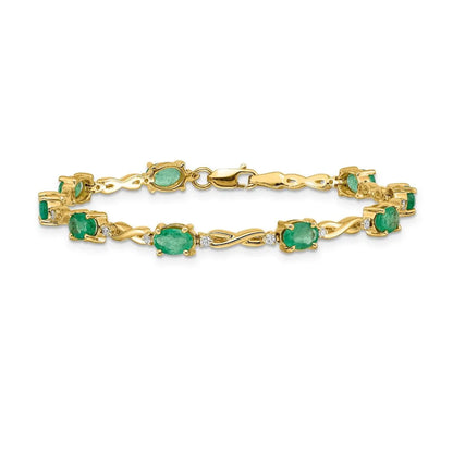 Genuine Emerald Diamond Bracelets 14K Yellow Gold