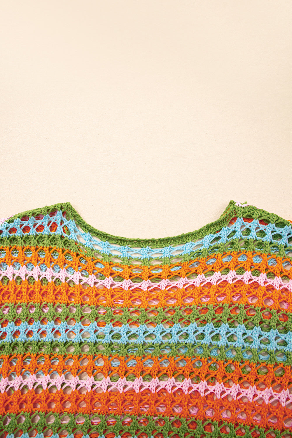 Threaded Pear Cora Stripe Open Knit Sweater