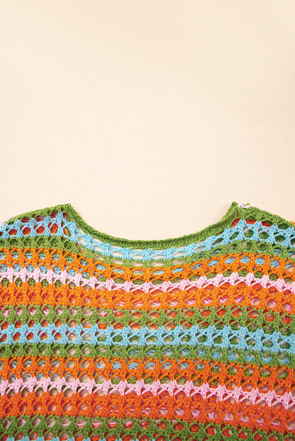 Threaded Pear Cora Stripe Open Knit Sweater