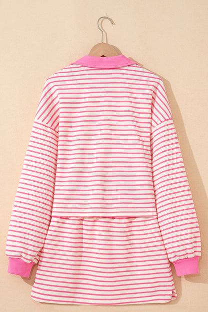 Threaded Pear Juniper Stripe Collared Pullover and Skort Outfit