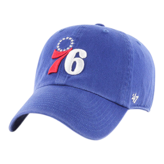 47 Brand Philadelphia 76ers Clean Up Mens Strapback Hat — Royal (RYH)