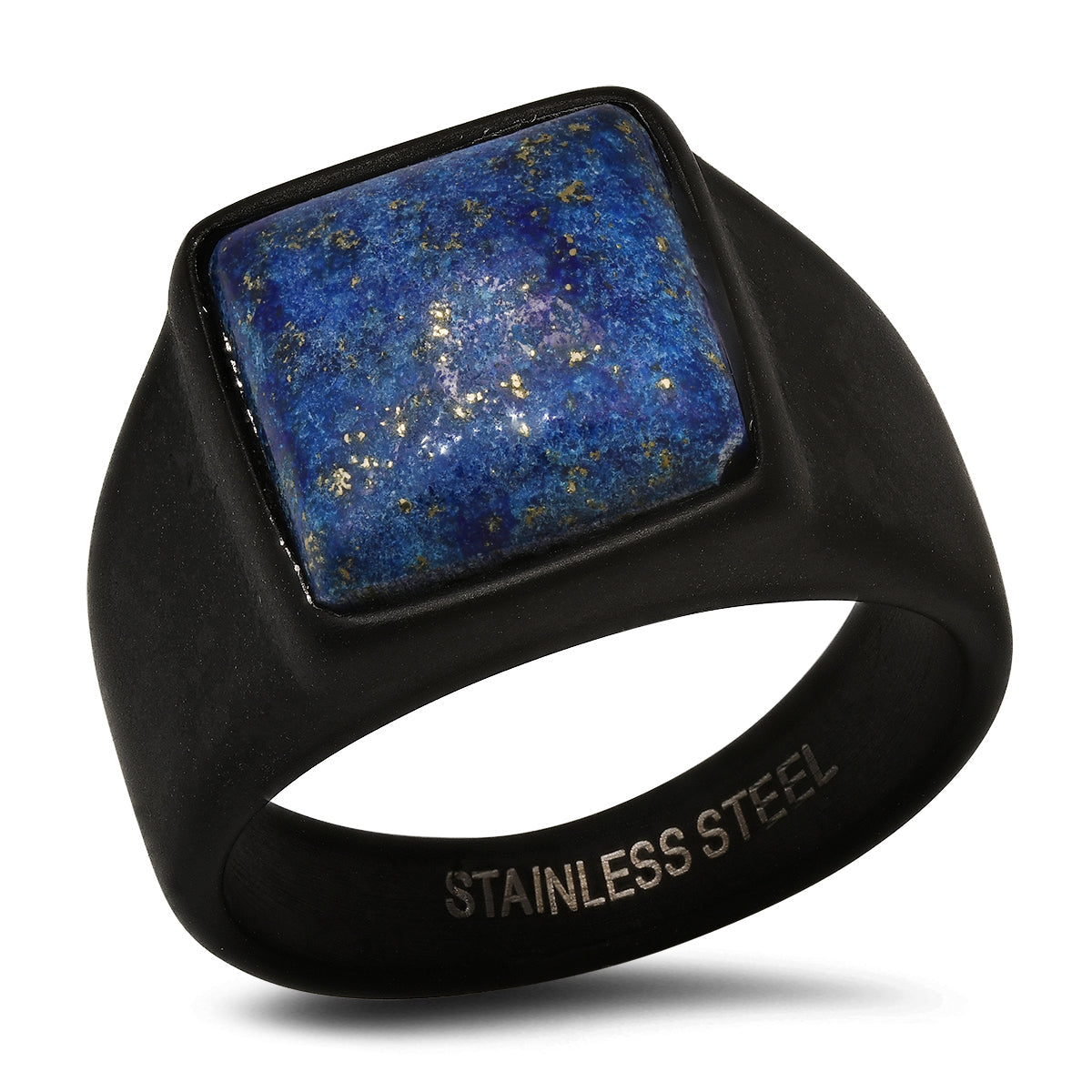 Black Stainless Steel Square Lapis Ring