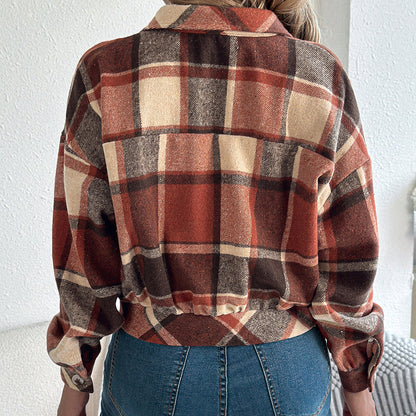 Plaid Shacket – Women’s Long-Sleeve Button-Down Shirt Jacket