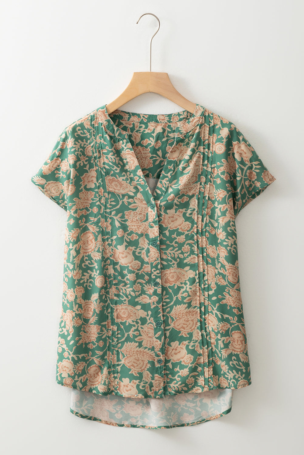 Threaded Pear Bethany Pleated Short Sleeve Blouse