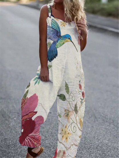 Women’s Butterfly Print Overalls