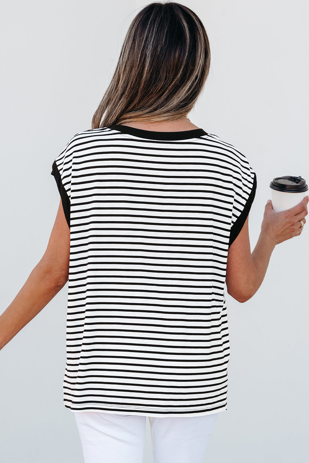 Threaded Pear Marie Stripe Chest Pocket Tank Top