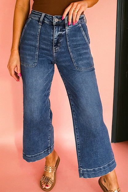 Threaded Pear Courtney Cropped High Rise Wide Leg Jeans