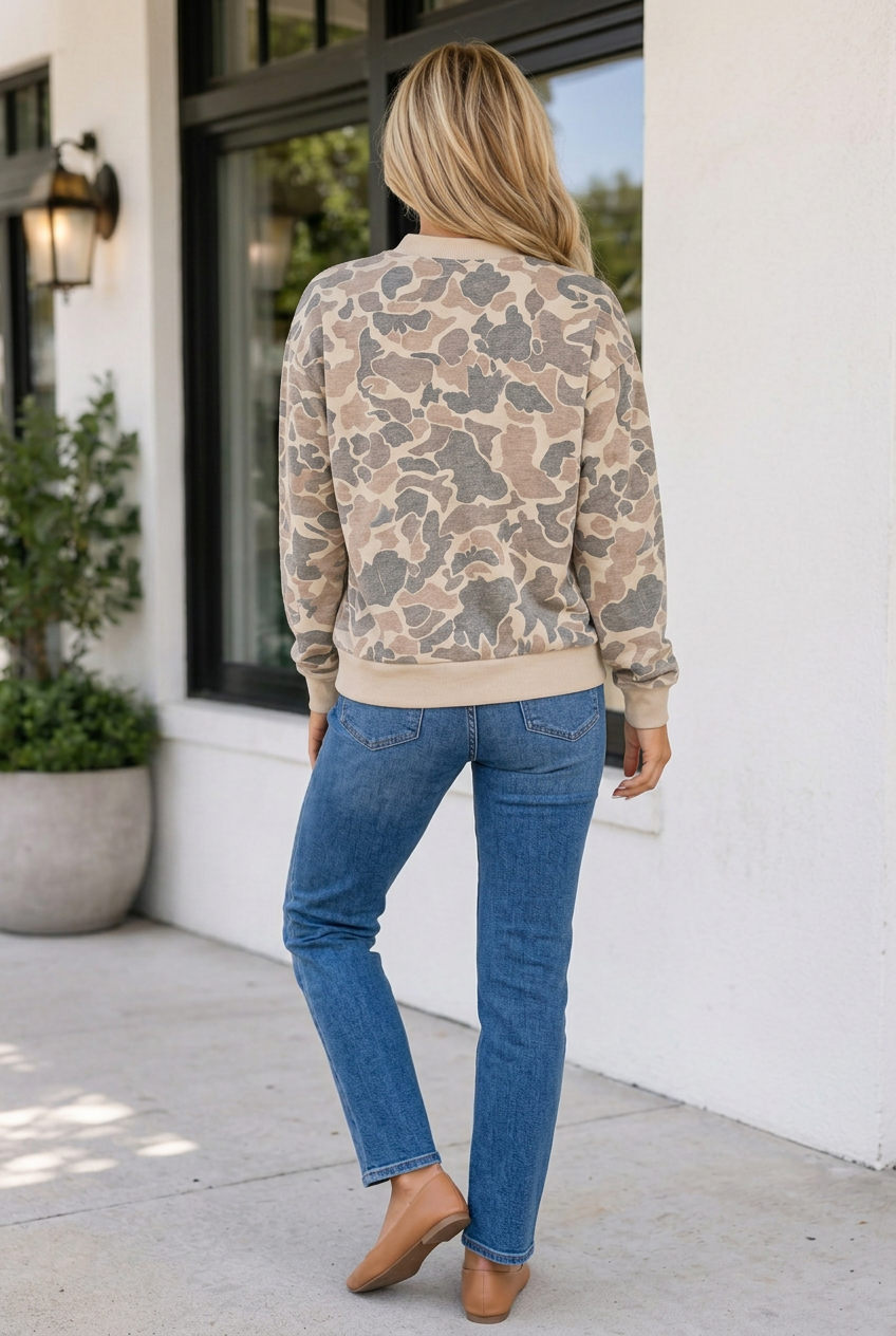 Threaded Pear Emeree Ribbed Trim Mock Long Sleeve Top