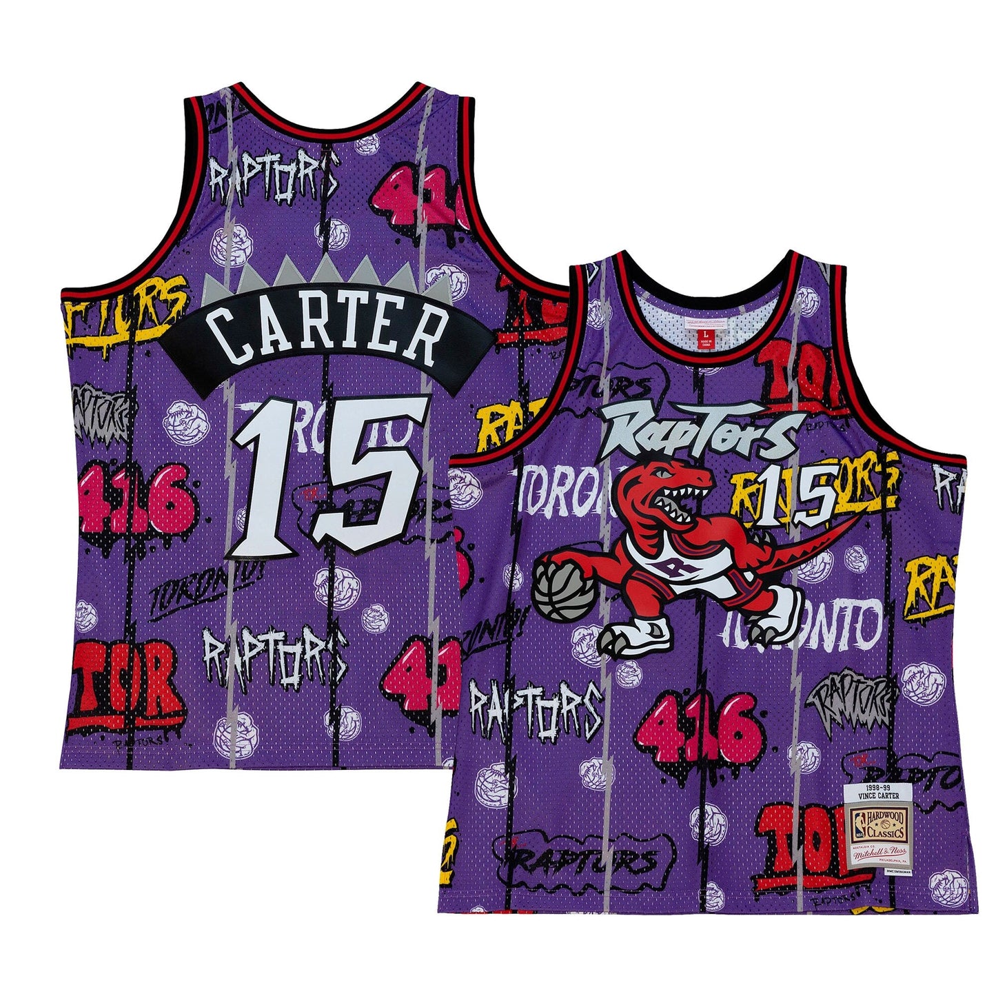 Men's Mitchell & Ness Slap Sticker Swingman Jersey Raptors 1998 Vince Carter