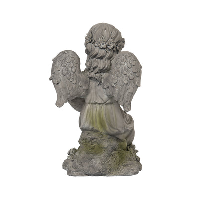 13 Inch Gray Spring Angel Birdbath Garden Decor Polyresin Outdoor Bird Baths for Spring