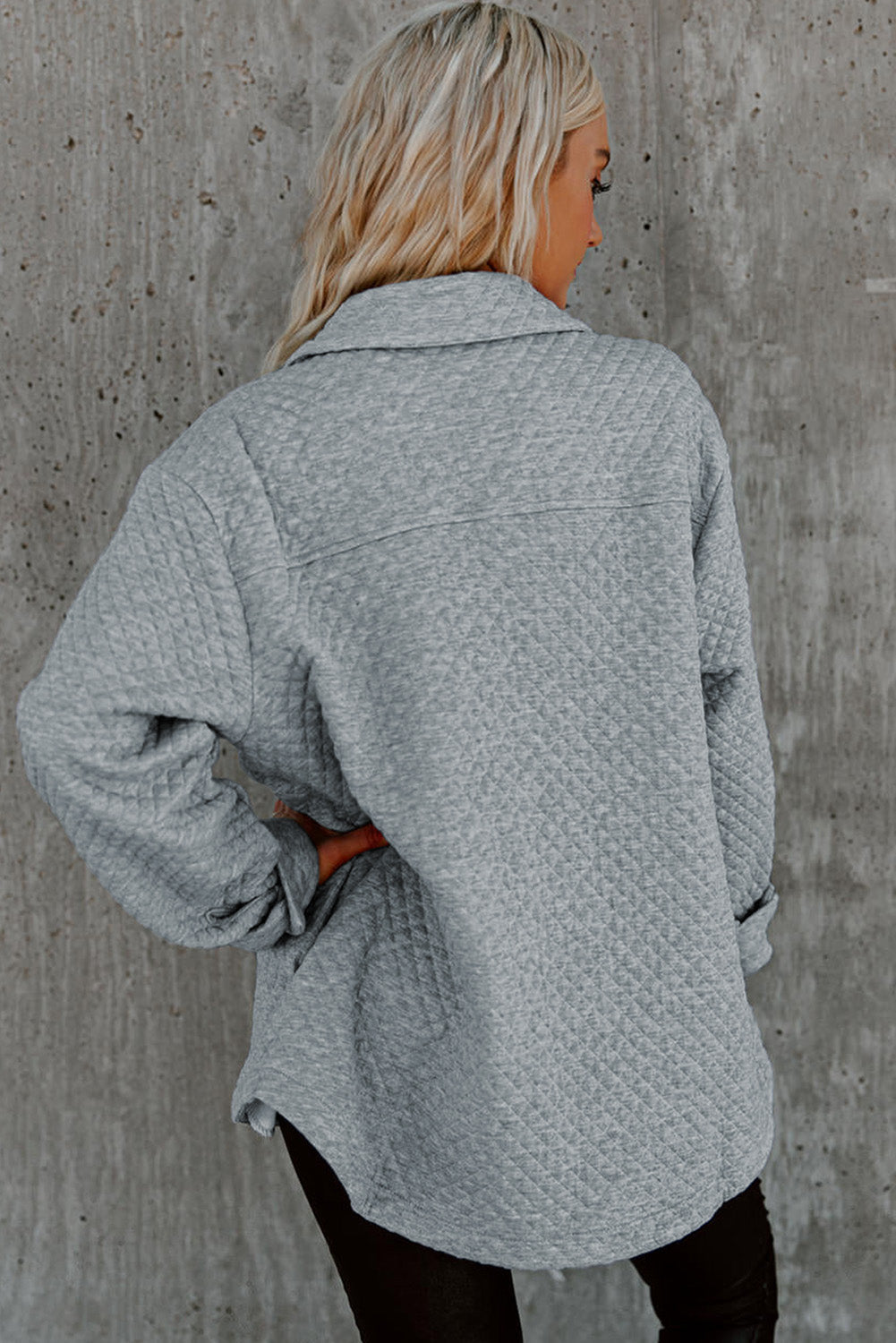 Threaded Pear Brooklynn Retro Quilted Flap Pocket Button Shacket