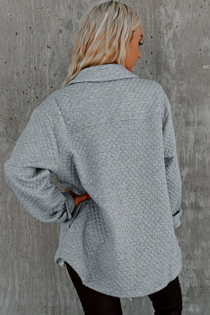 Threaded Pear Brooklynn Retro Quilted Flap Pocket Button Shacket