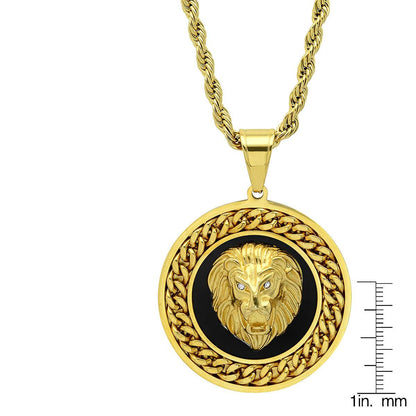 Lions Head Cuban Link Inlay Pendant