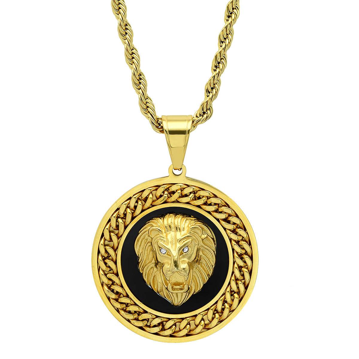 Lions Head Cuban Link Inlay Pendant