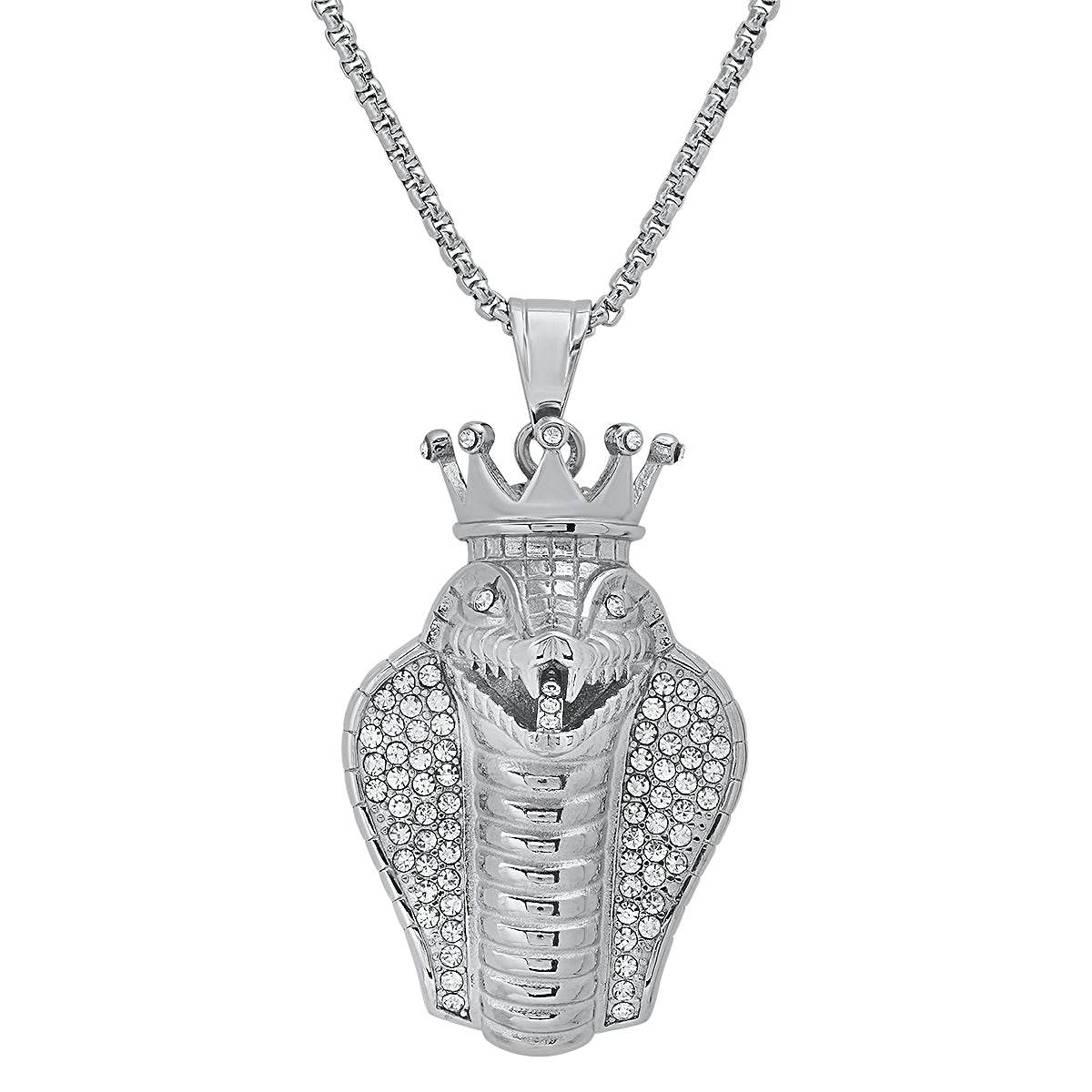 Special 18K Gold Plated King Snake Pendant with Simulated Diamonds
