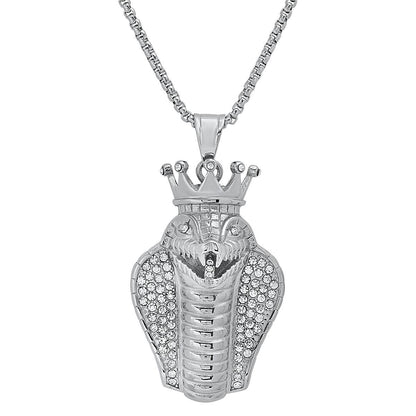 Special 18K Gold Plated King Snake Pendant with Simulated Diamonds