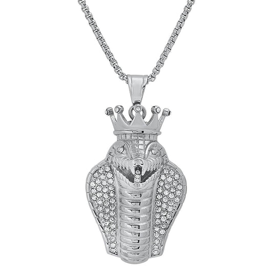 Special 18K Gold Plated King Snake Pendant with Simulated Diamonds