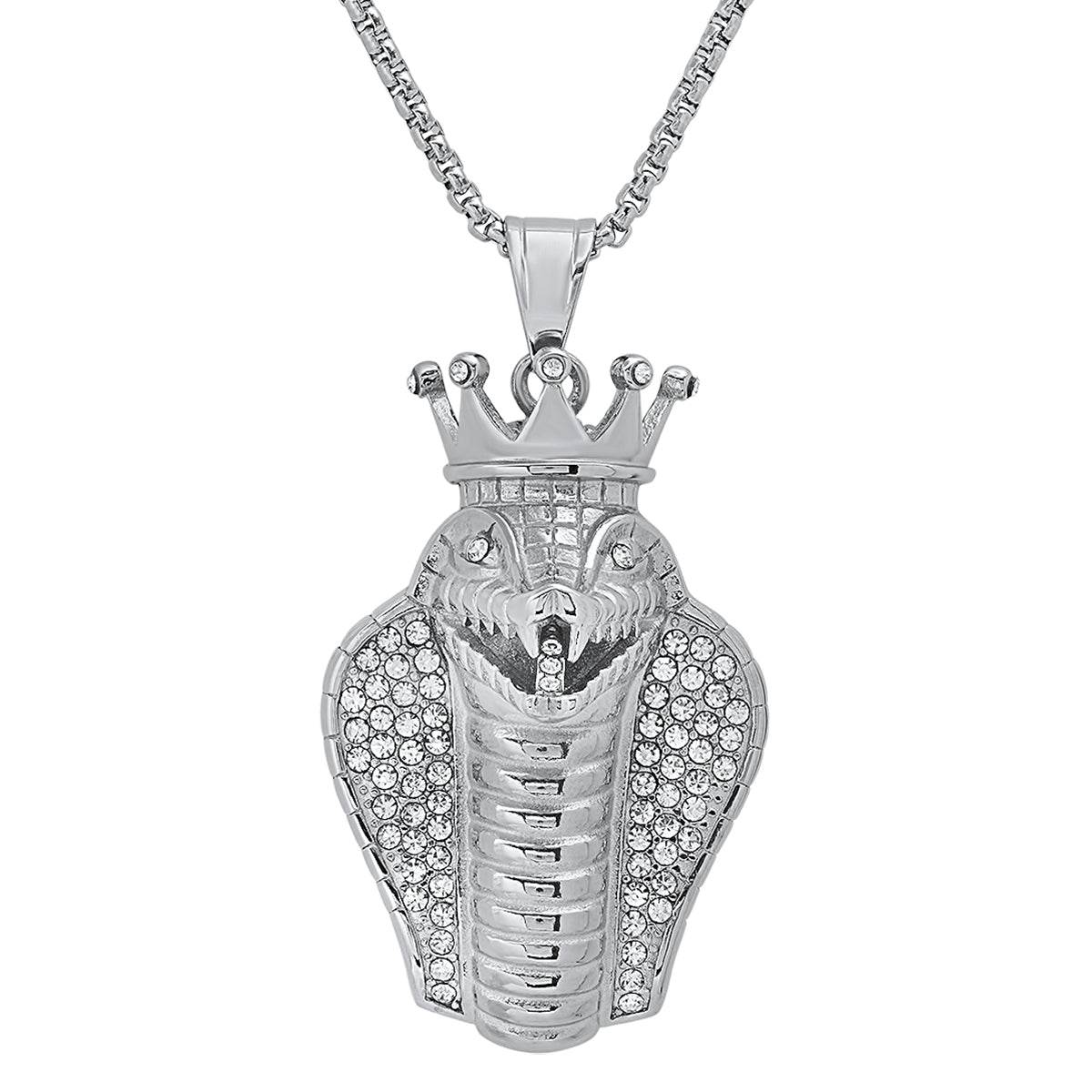 Special 18K Gold Plated King Snake Pendant with Simulated Diamonds