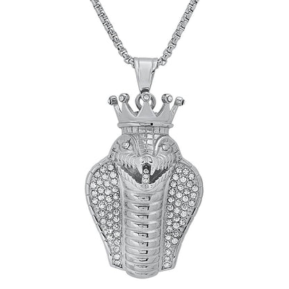 Special 18K Gold Plated King Snake Pendant with Simulated Diamonds