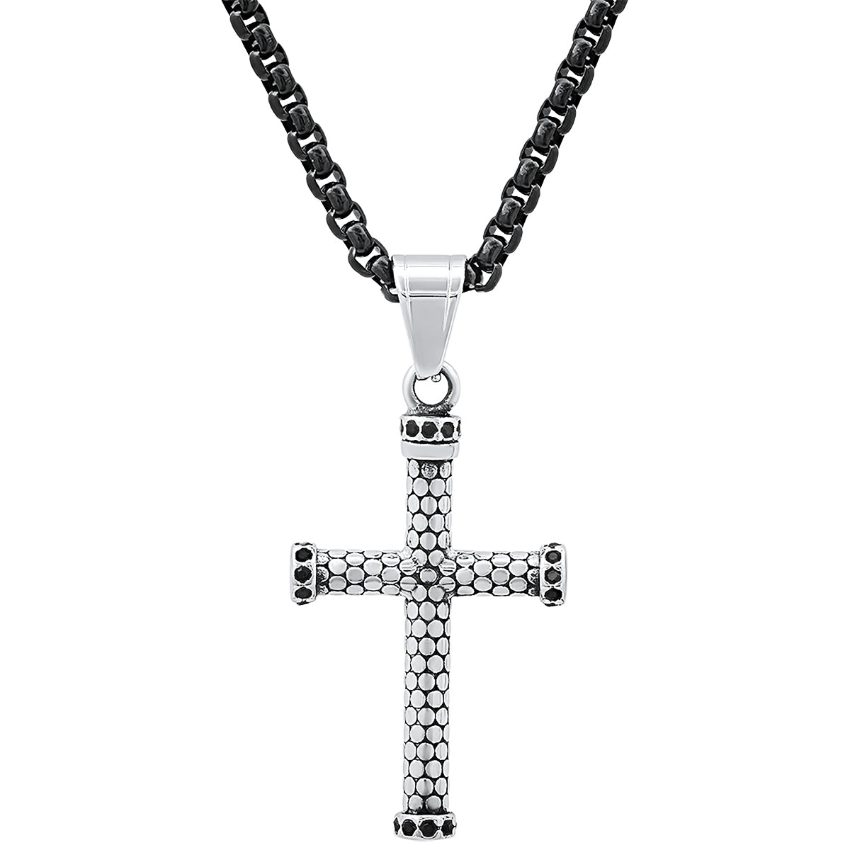 Textured Cross Pendant Necklace