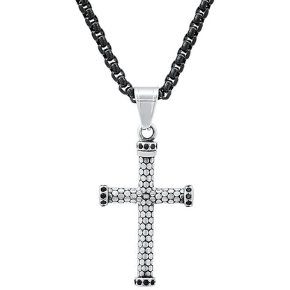 Textured Cross Pendant Necklace