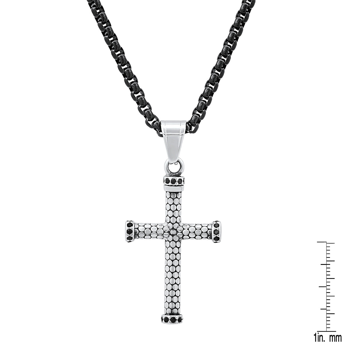 Textured Cross Pendant Necklace