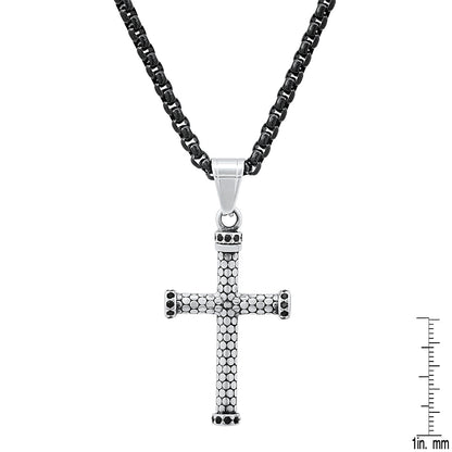Textured Cross Pendant Necklace