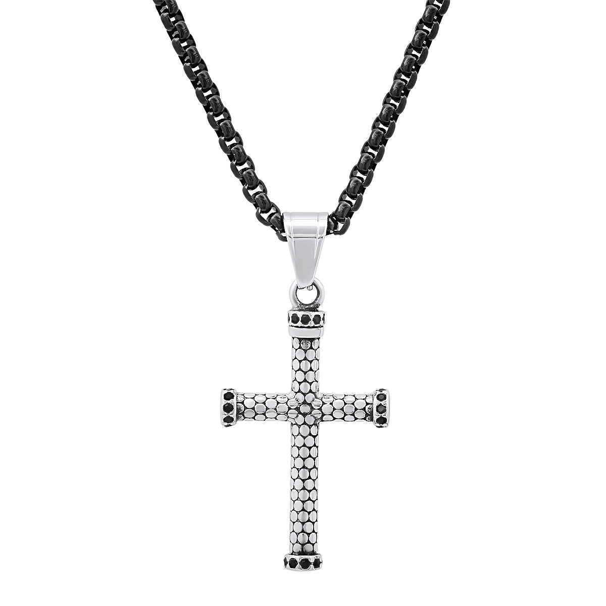 Textured Cross Pendant Necklace