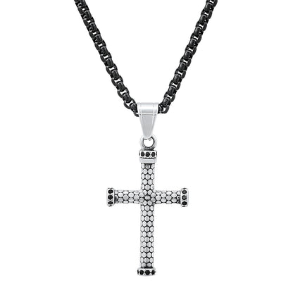 Textured Cross Pendant Necklace