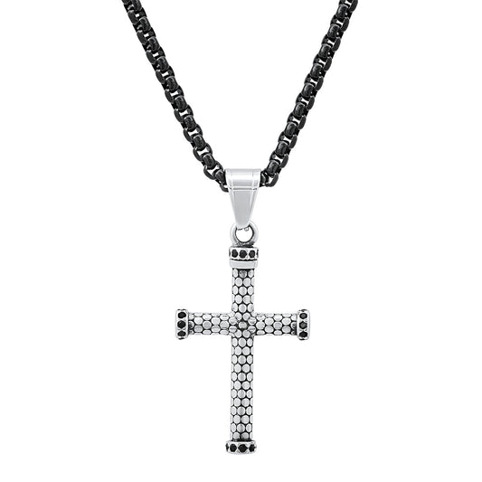 Textured Cross Pendant Necklace