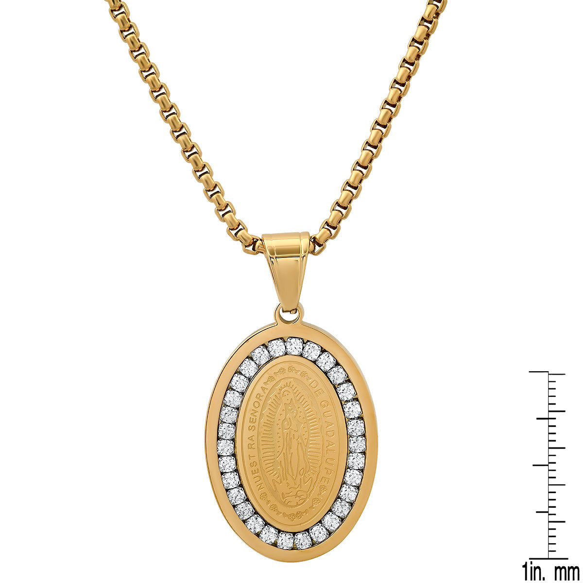 Our Lady Of Guadalupe Simulated Diamonds Oval Pendant