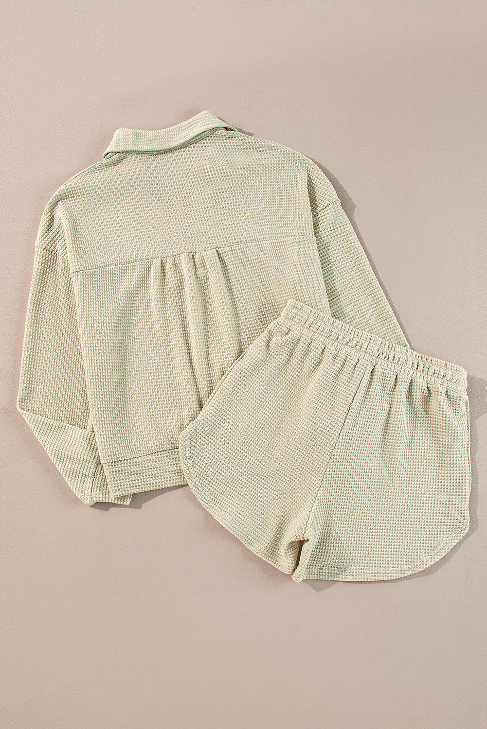 Threaded Pear Dulce Parchment Textured Long Sleeve Lounge Set