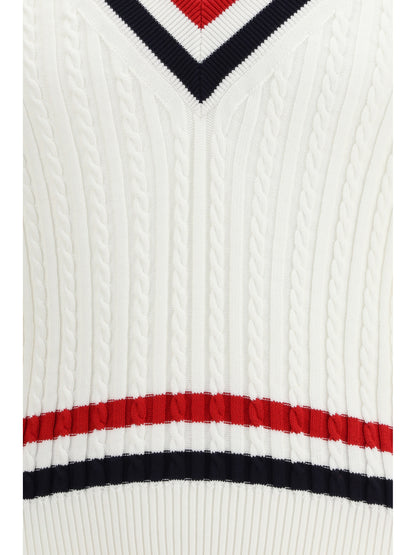 V-Neck Sweater White Cotton