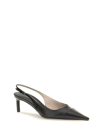 Pumps Leather Slingback Black