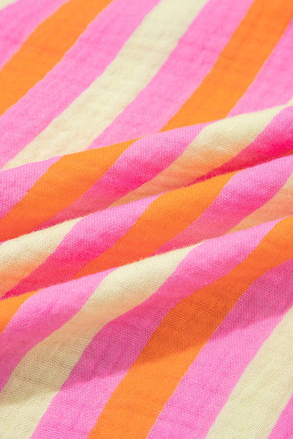 Threaded Pear Teresa Stripe Crinkled Half PLUS Blouse
