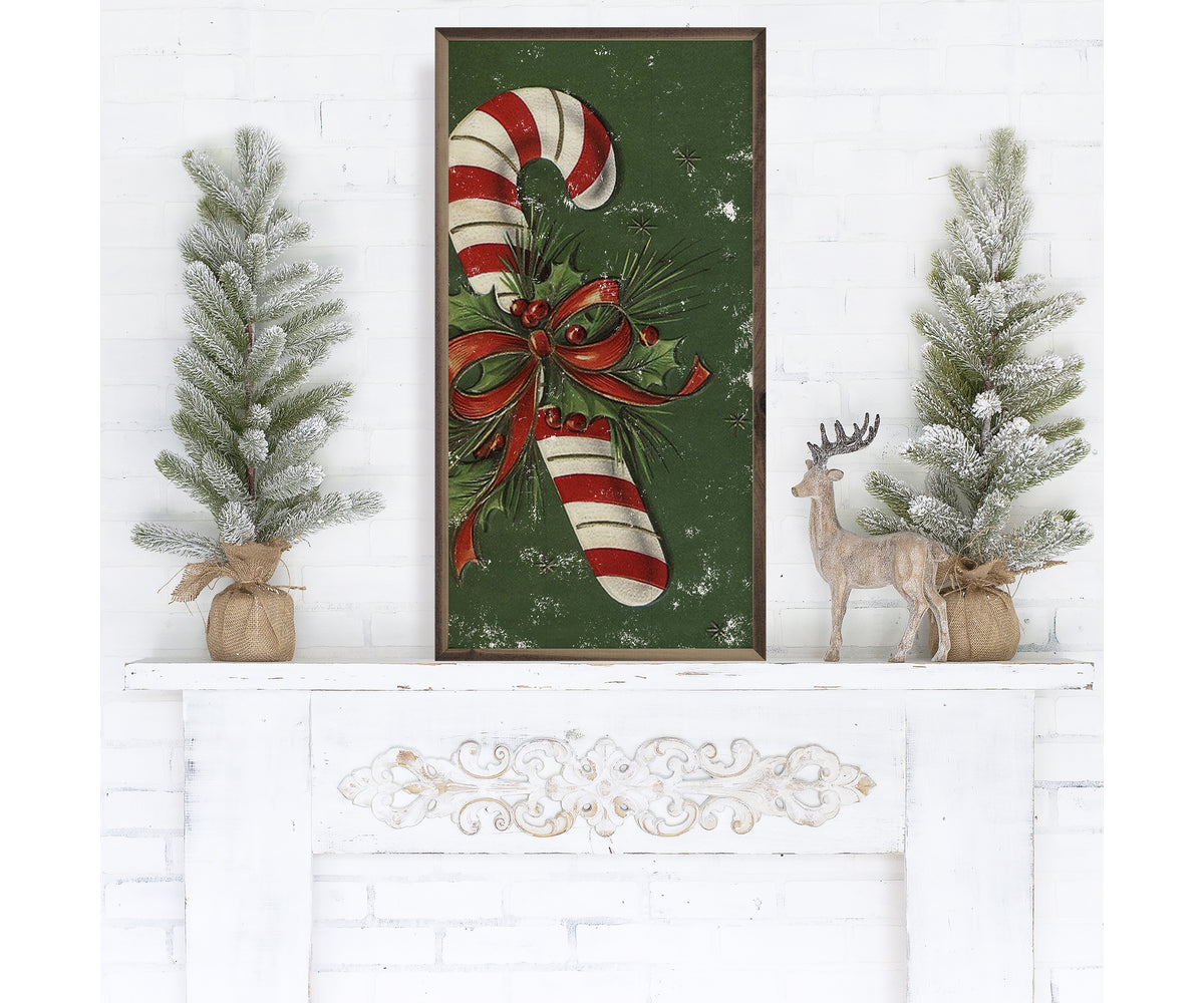 Kendrick Home Candy Cane With Red Bow Green