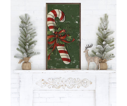 Kendrick Home Candy Cane With Red Bow Green
