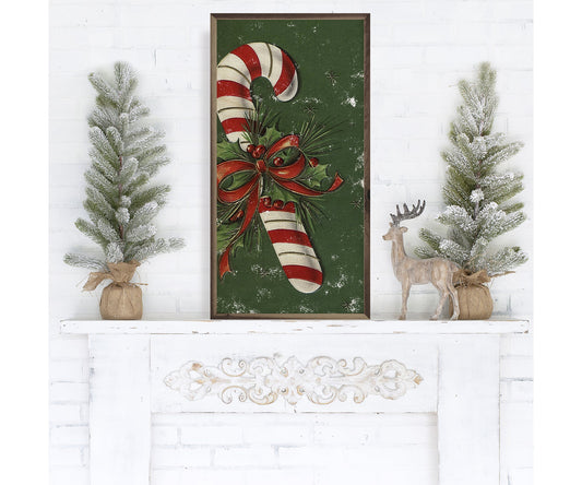 Kendrick Home Candy Cane With Red Bow Green