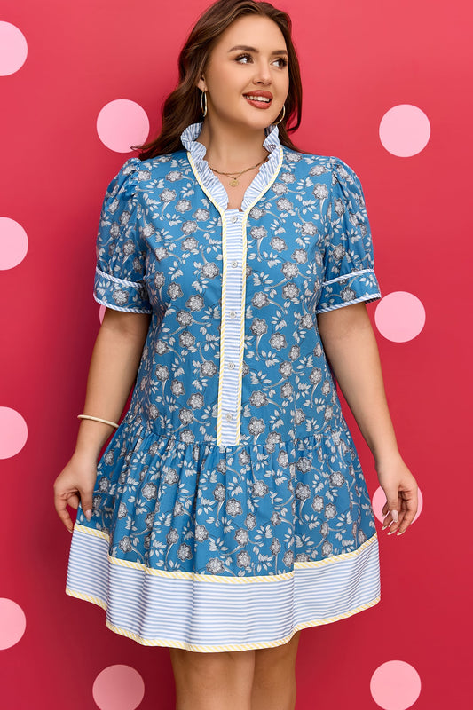 Threaded Pear Meilani Front Ruffle Hem PLUS Dress