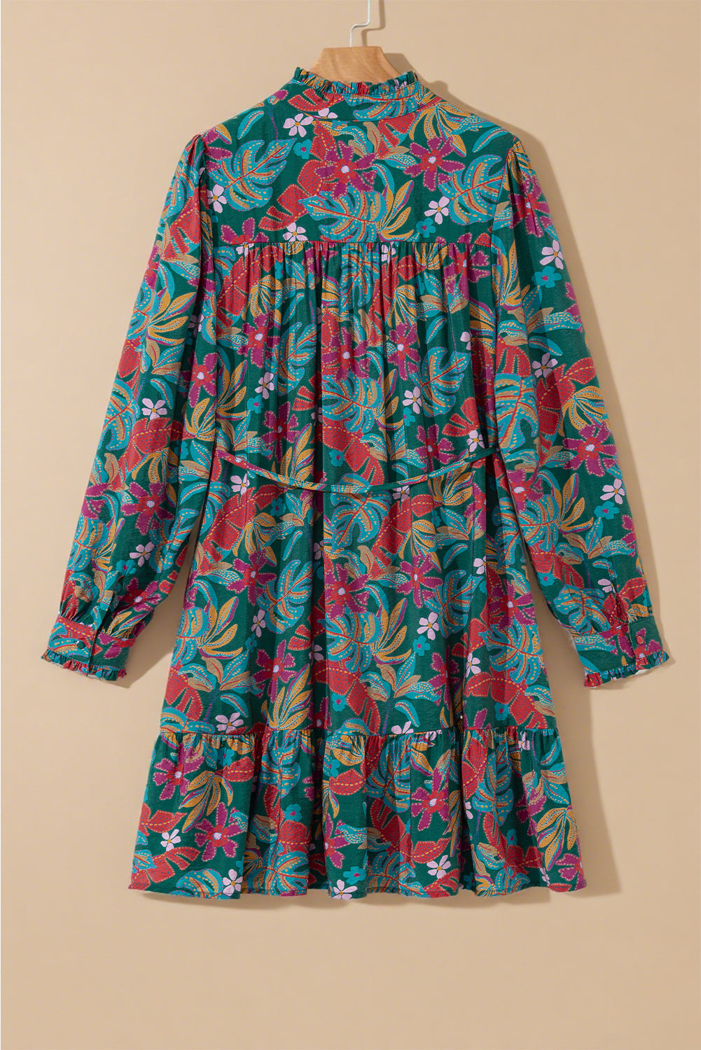 Threaded Pear Maria Floral V Neck Puff Sleeve Dress
