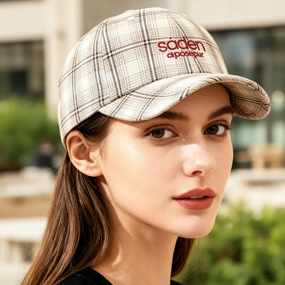 Women's Striped Checkered Embroidered Baseball Cap – 4 Colors