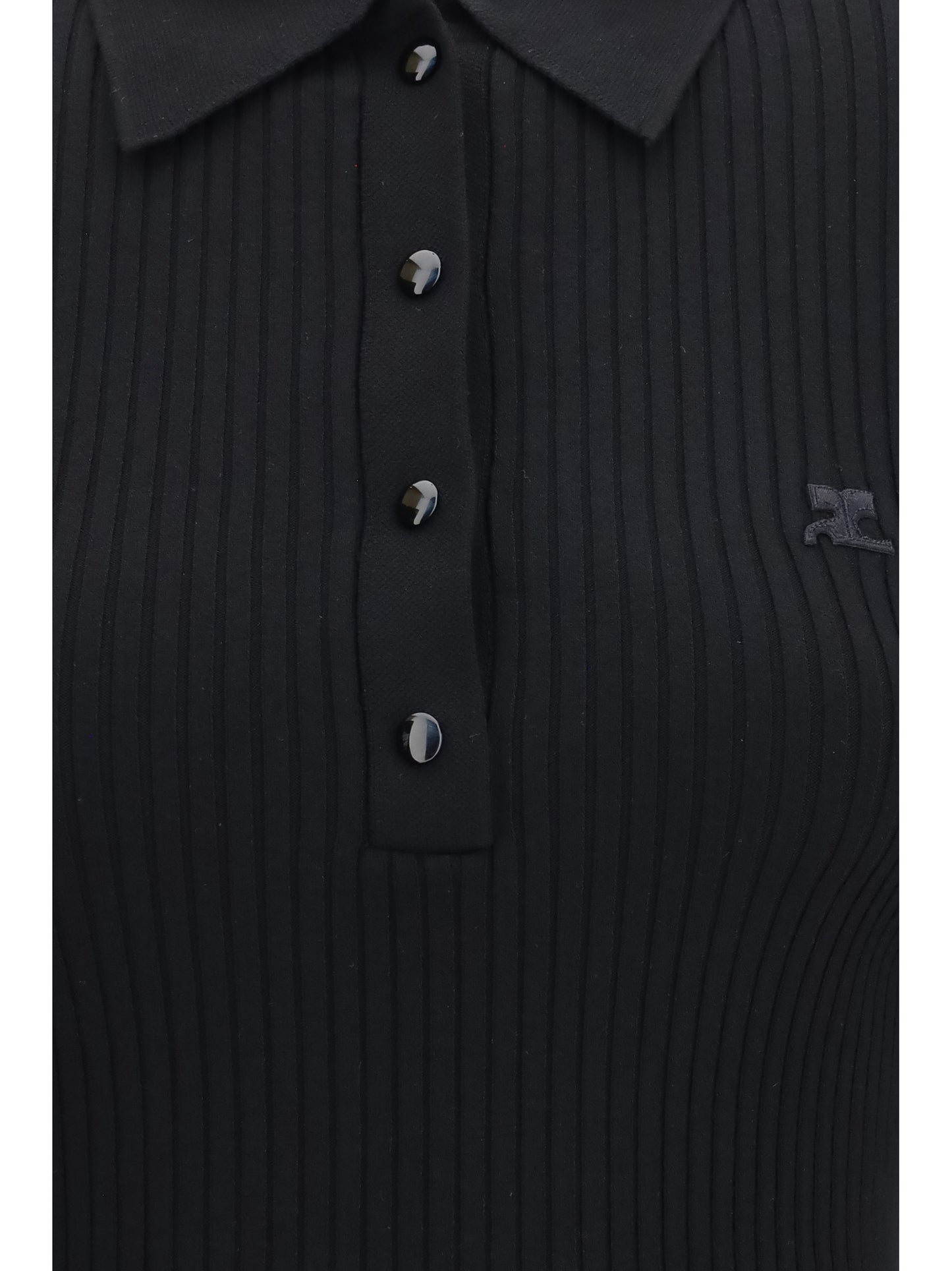 Polo Shirt Ribbed Knit Black