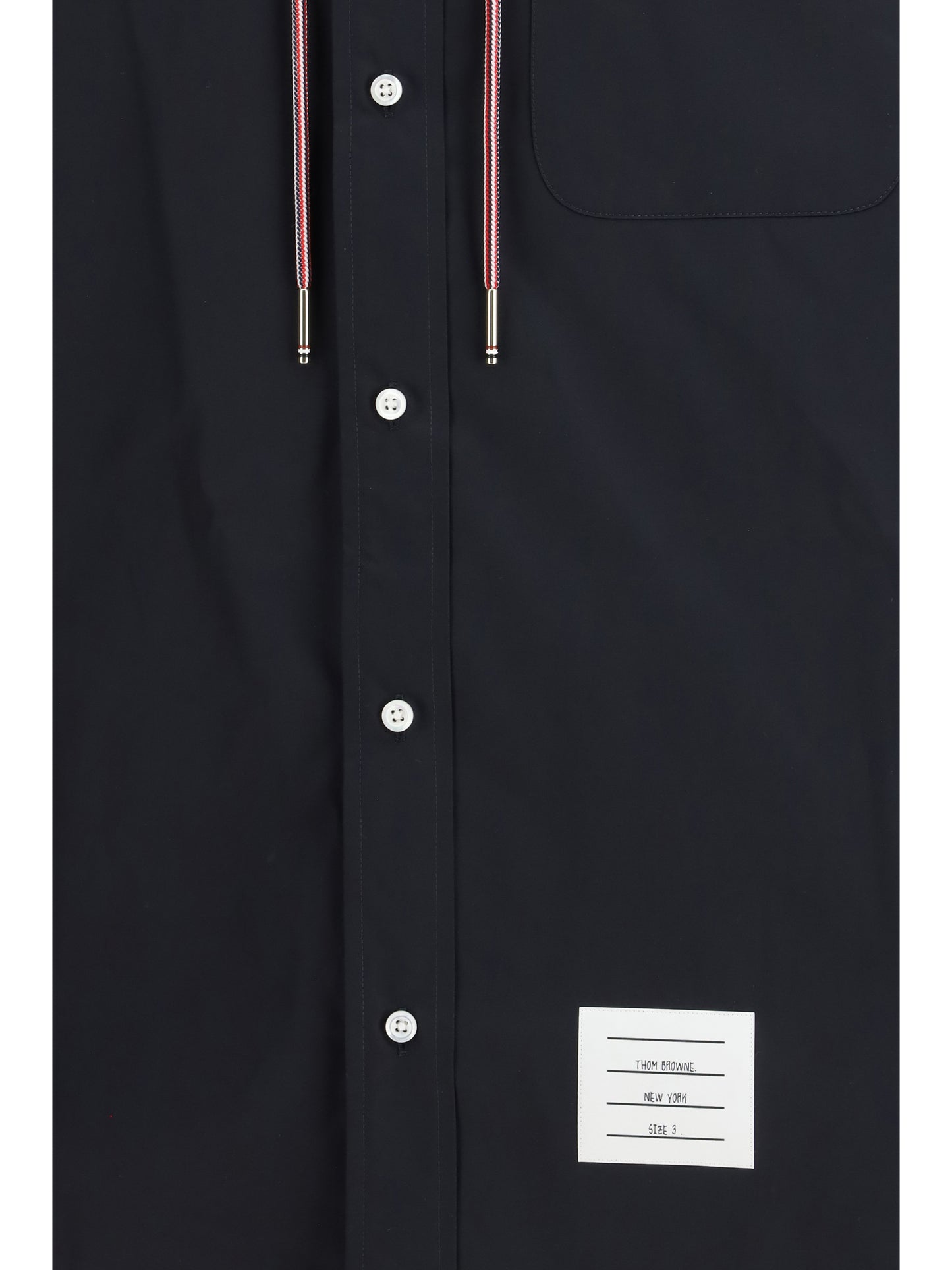 Hooded Shirt Jacket Navy Nylon-Cotton