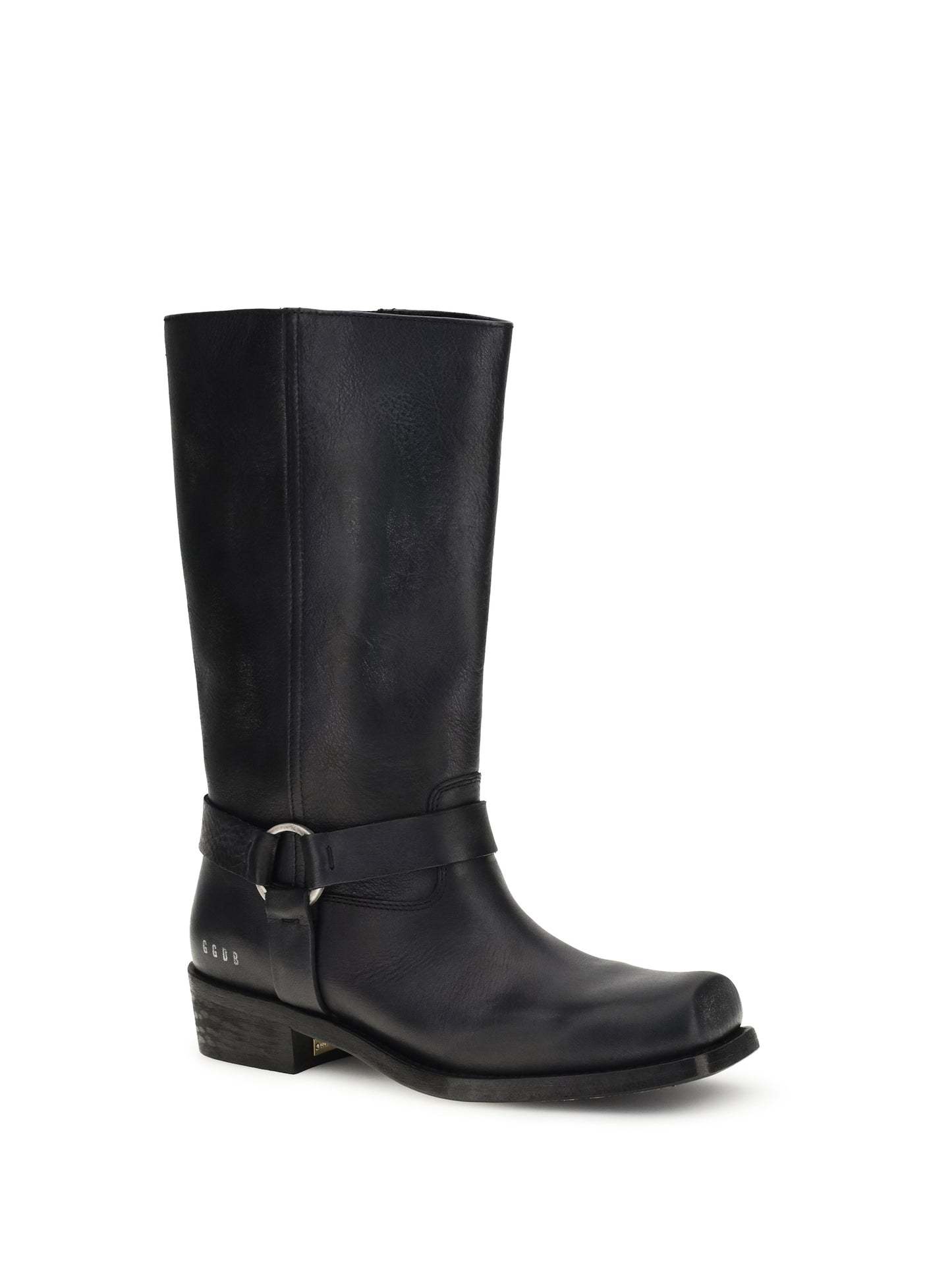 Leather Biker Boots Black