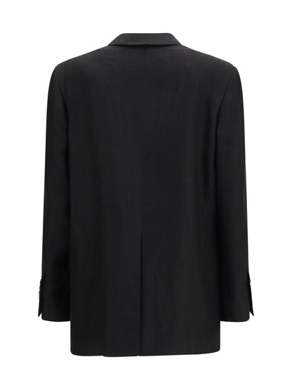 Blazer Double-Breasted Linen Black