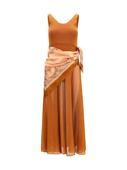 Maxi Dress Aster Scarf Tan/Print